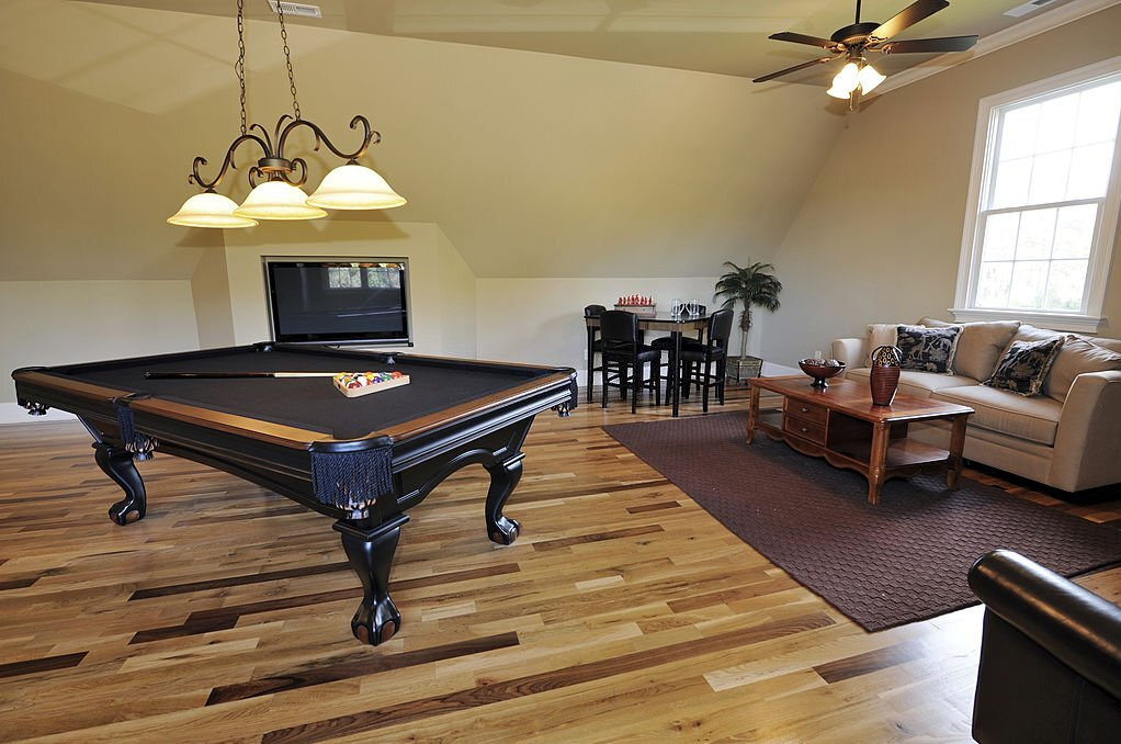 basement game room, indoor pool table