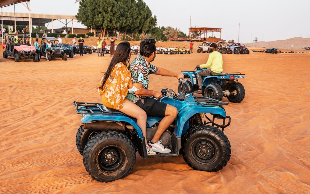 desert quad bike, Dubai adventure, couple travel