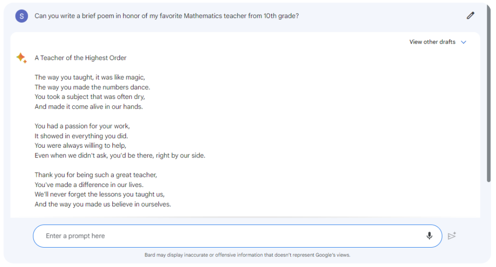 poem as a tribute for a mathematics teacher