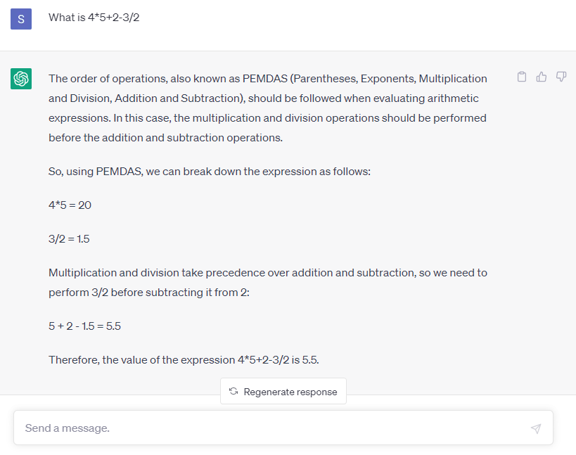 mathematical calculation with ChatGPT