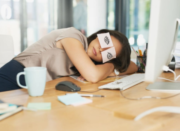 bad habits in the morning, woman sleeping on desk