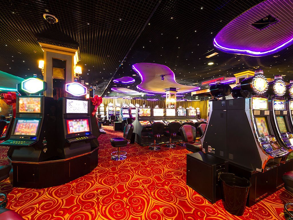casino, slot machine room, gambling