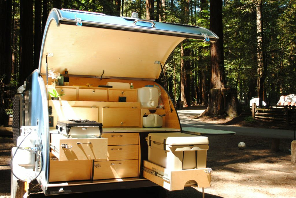 kitchen of a camping trailer