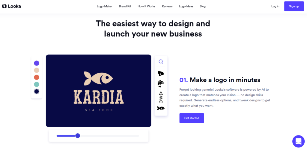 Looka, AI app for logo designing