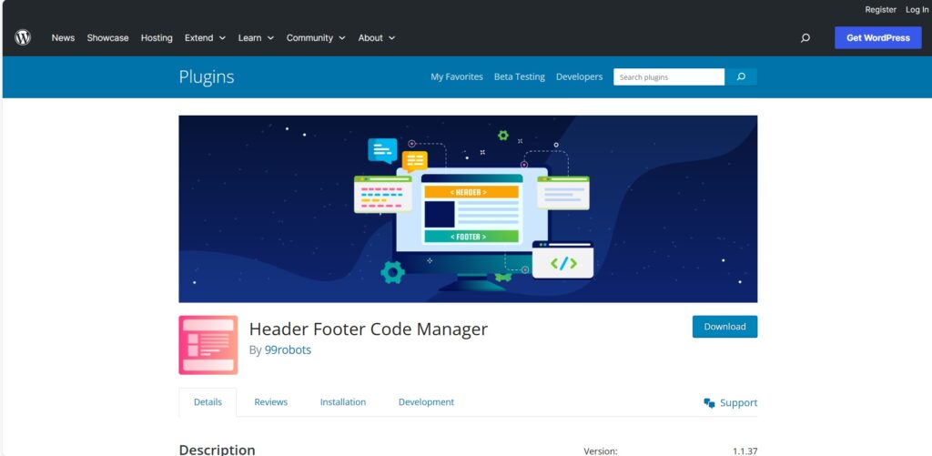 WordPress plugins, Header Footer Code Manager