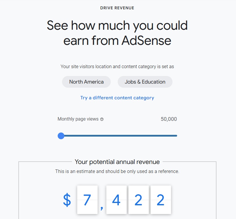 AdSense revenue calculator, AdSense average earnings