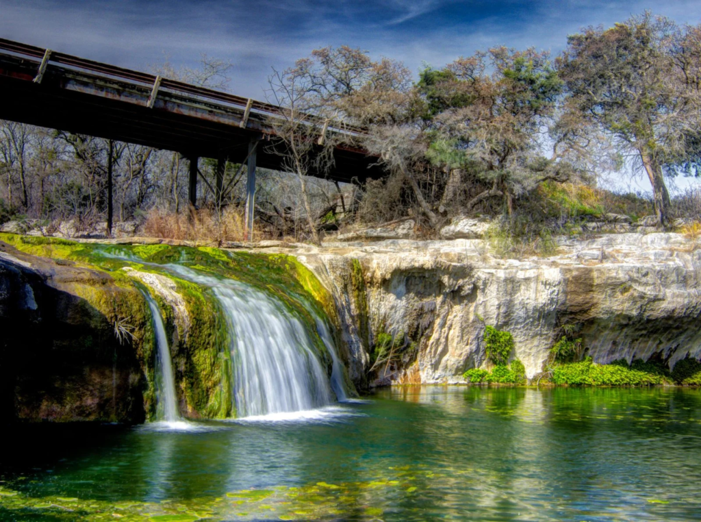 Tonkawa waterfall in Crawford Texas