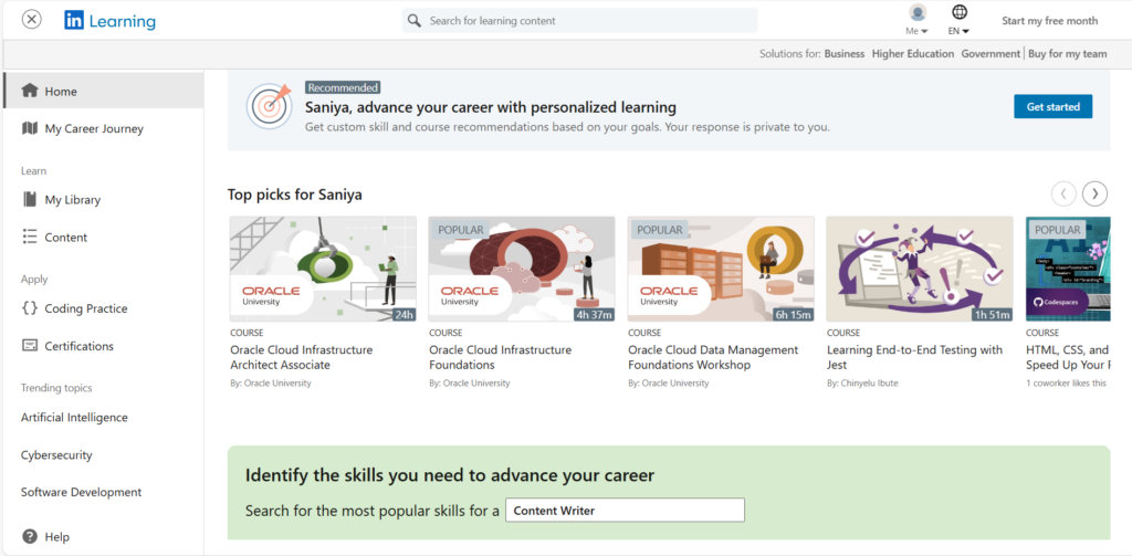 LinkedIn Learning, career development