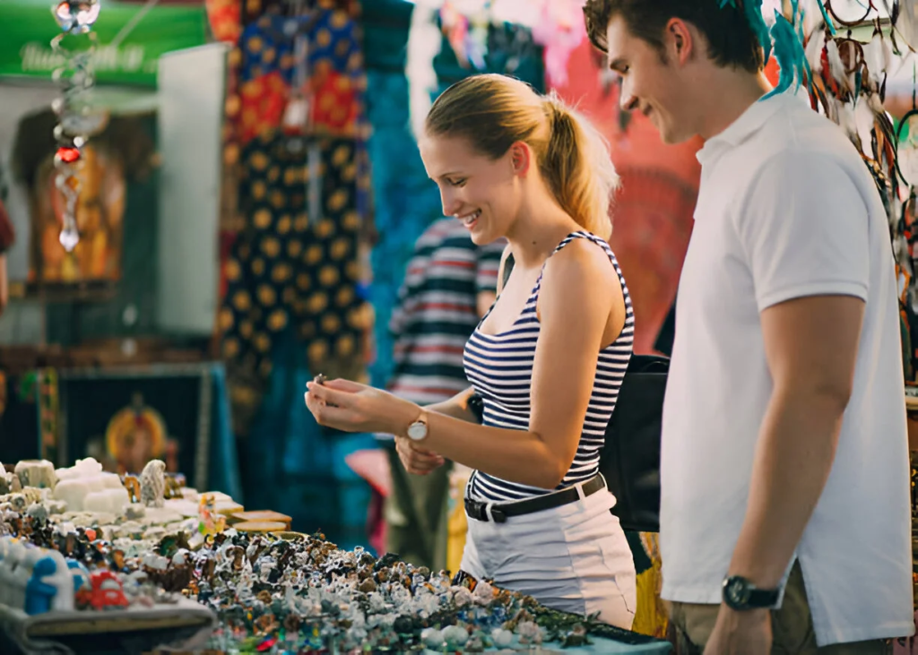 vacation shopping, buying souvenirs on a vacation