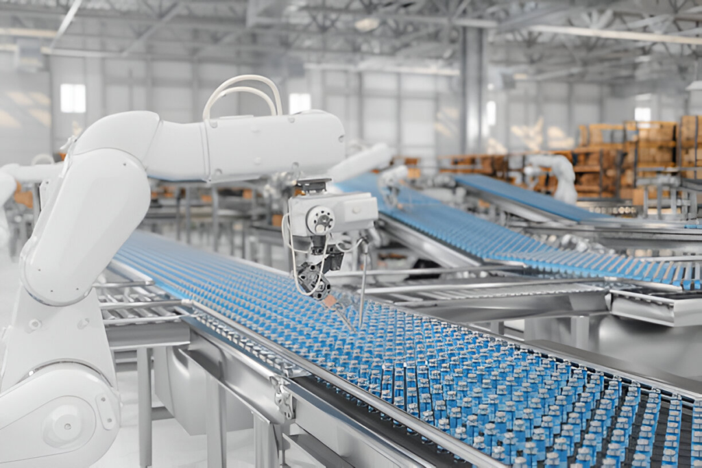 automated manufacturing machines, robots used in factories