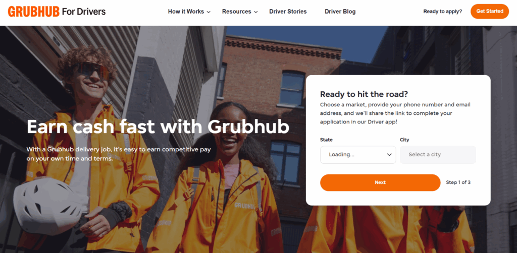 Grubhub, restaurant delivery app, delivery job